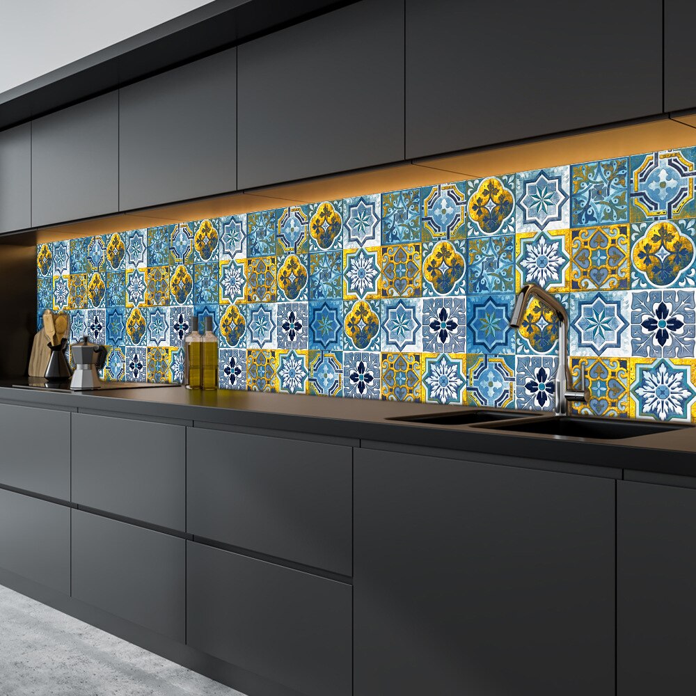 16 sztuk retro marokańskie płytki ścienne naklejki kuchnia Backsplash szafa łazienka wodoodporna skórki i kij jasny film artystyczne nalepki ścienne