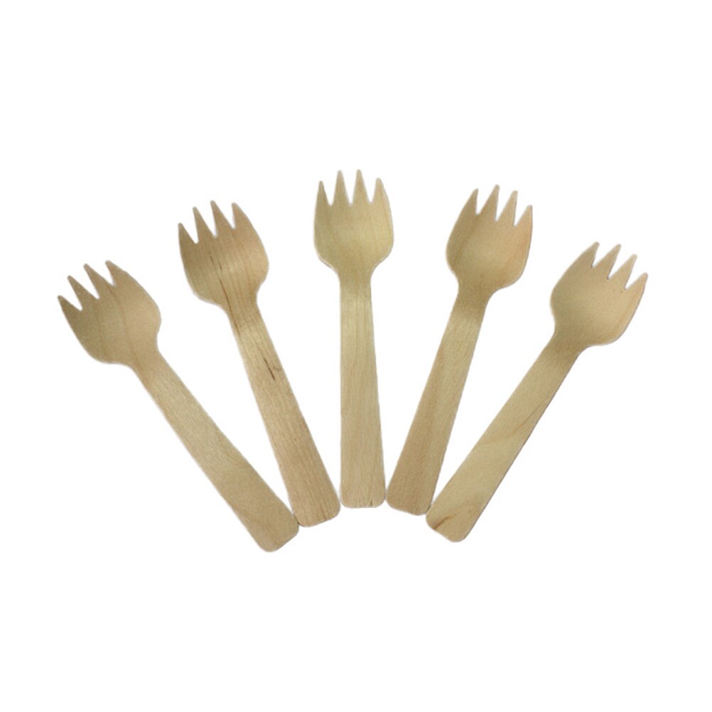 100 Stuks Wegwerp Houten Vorken Hout Spork Servies Feestartikelen Voor Cake Dessert Kaas