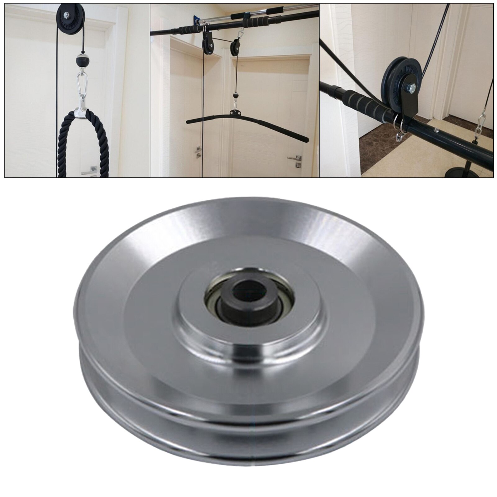 Bearing Pulley Wheel Cable Gym Equipment Parts, Aluminium Alloy, Sturdy and Durable: Silver 110mm
