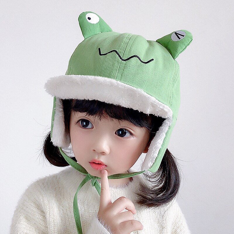Gorro de piloto de rana para niño, gorros con orejeras, gorros para niño, gorros para niño, gorros cálidos con orejeras, protección para las orejas, gorro Lei Feng, accesorios para niño