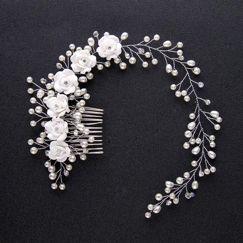 Da sposa Da Sposa Accessori Per Capelli Di Cristallo Fiori D'imitazione Della Perla Pettine Dei Capelli/Spille per le Donne Della Ragazza H9: FS093