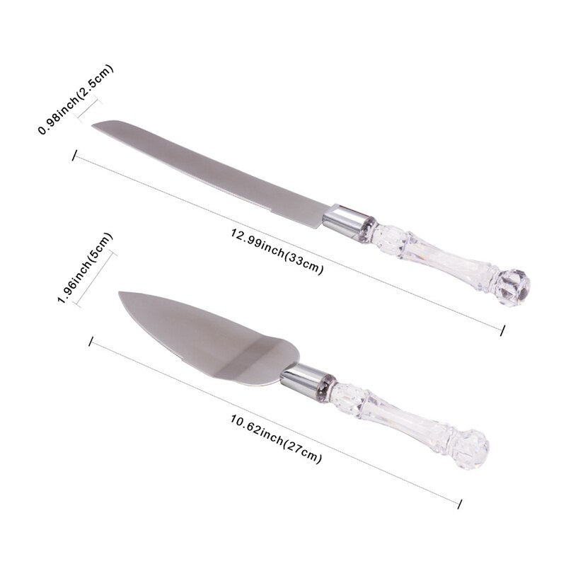 2Pc Holle Boor Handvat Bruidstaart Mes Zilveren Cake Schop Dessert Rvs Wedding Party Cake Knife Server Set messen