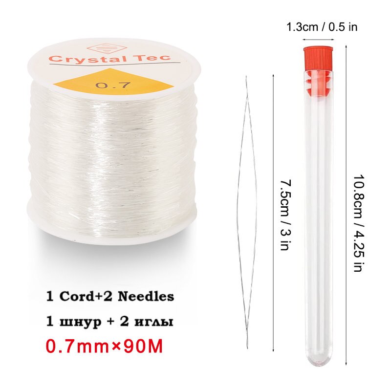 0.5-1.0mm przewód elastyczny koraliki na nitkach rozciągliwy sznurek Fibre Crafting Line do tworzenia biżuterii DIY koraliki Pony koraliki bransoletki: 0.7mm 90m 2Needles
