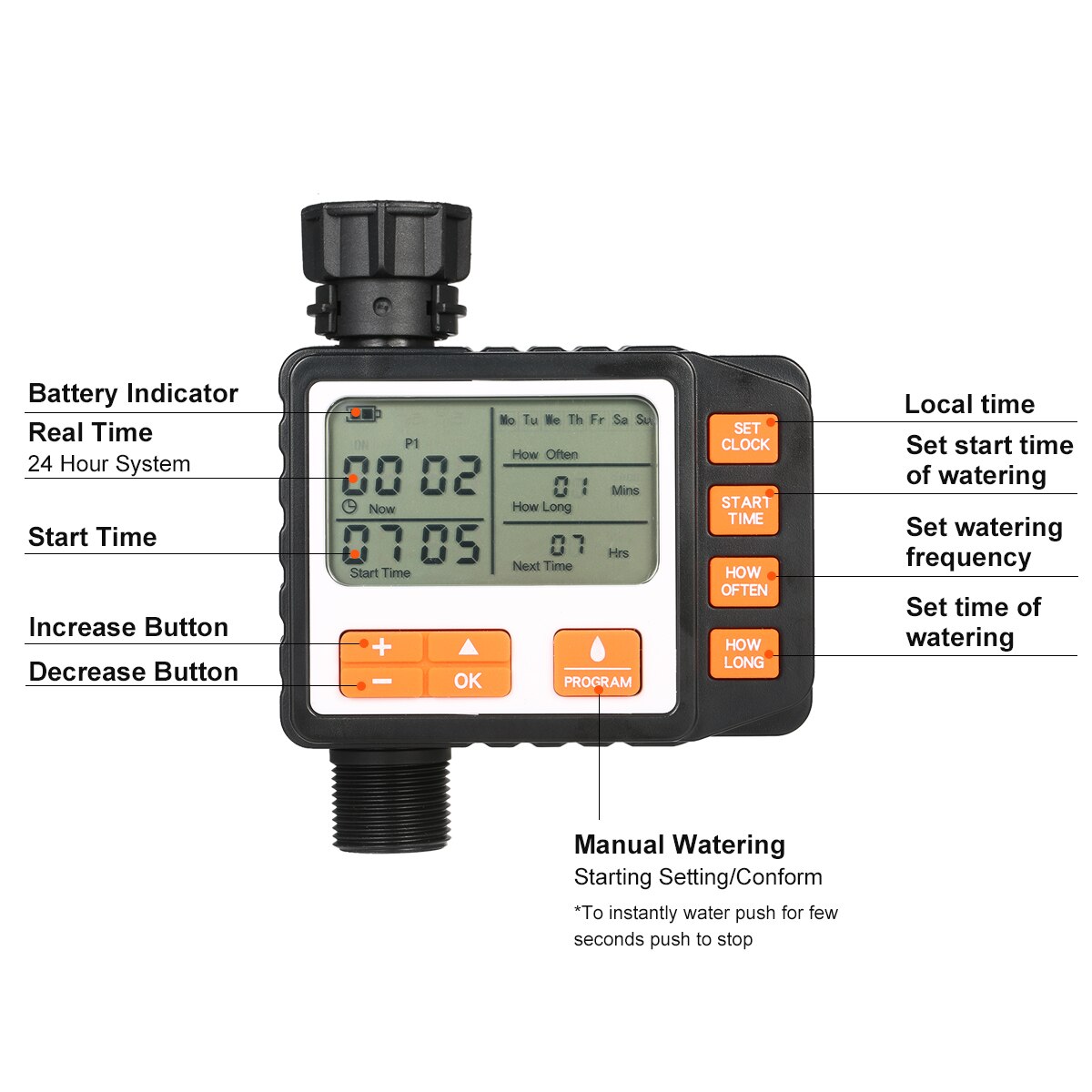 3 Separate Programs Water Timer 3in Large Screen I... – Vicedeal