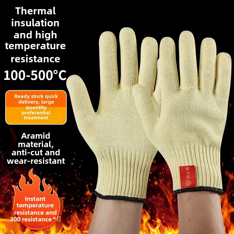 Aramid Glove High Temperature Resistant 300 To 500degree, Anti-cutting, Wear-resistant, Non-slip Wrist Guard Kevlar Fiber Gloves: green