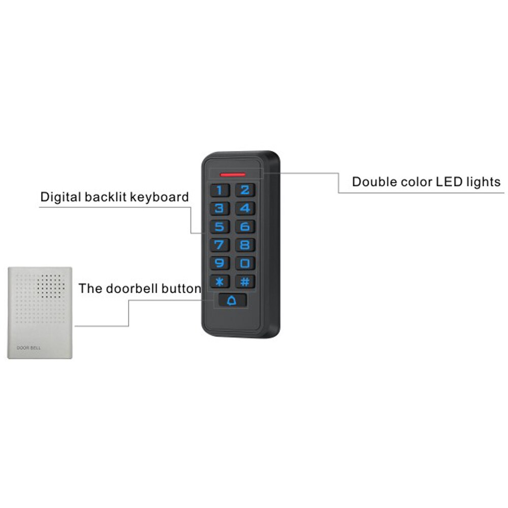 Waterproof Keypad Door lock RFID Card Door Entry Backlight WG26 input output Access Control Standalone access control Keypad