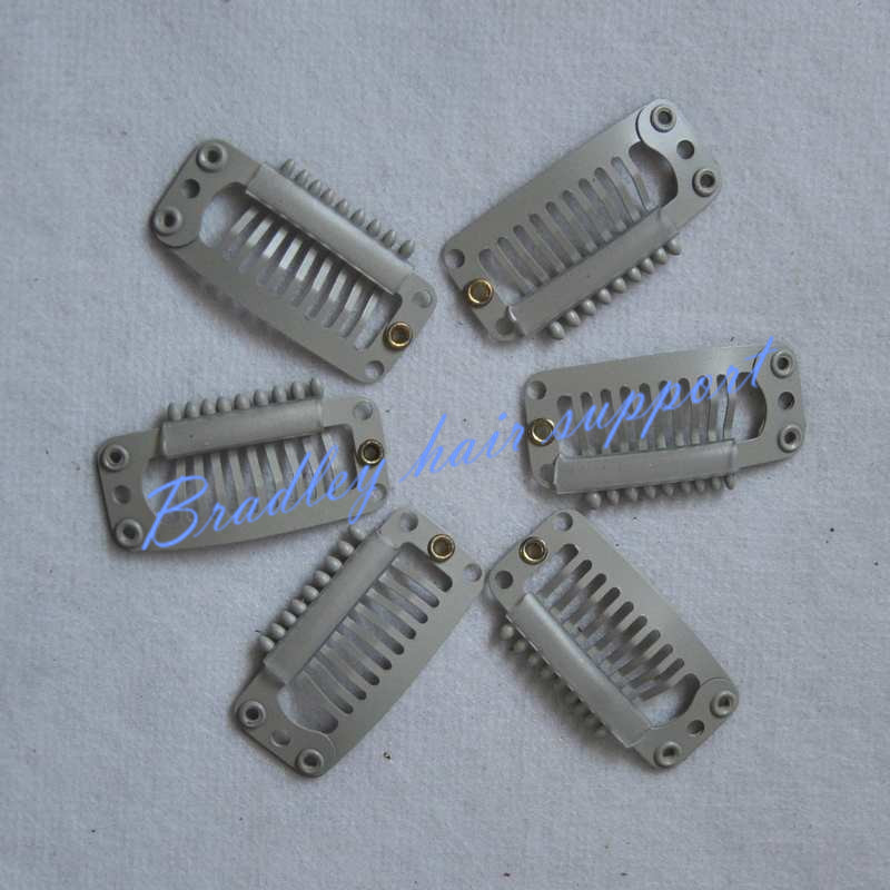 50pcs/bag 3.2cm 9-T-Tube Stainless Steel Snap Comb Wig Clip For Hair Extensions