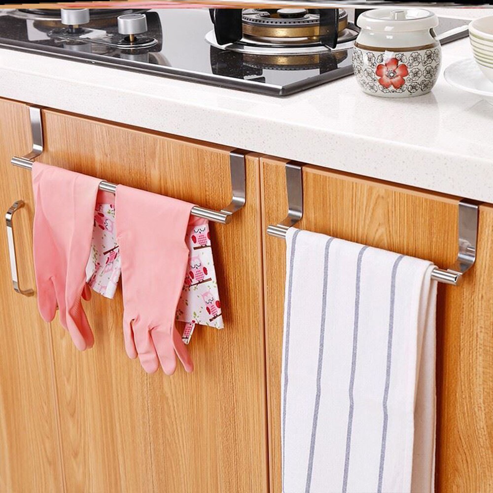 Towel Racks Over Kitchen Cabinet Door Towel Bar Hanging Holder Bathroom Shelf Rack Home Organizer Long Wall Hook