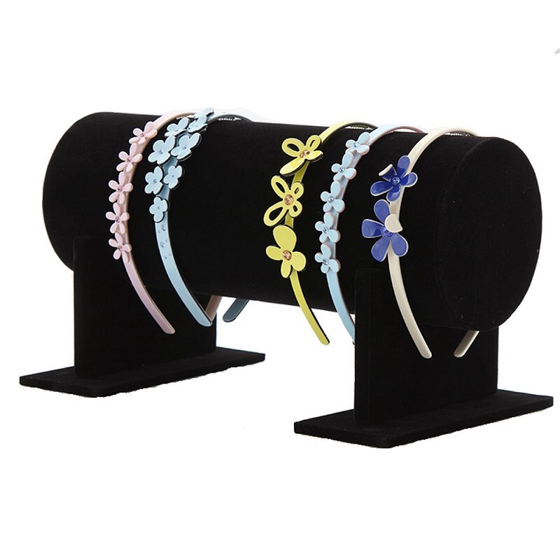 SZanbana Fluwelen Aparte Afneembare Hoofdband Haar Hoepel Haarband Hair Sluiting Holder Display Stand Rack Organizer (31 CM X 17 CM): Black