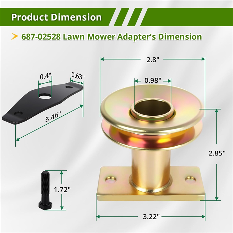 Mcs -687-02528 gräsklipparknivadapter med remskiva, för mtd, cub cad et och troy-bilt traktorer, , 25mm drivremskivsadapterbult