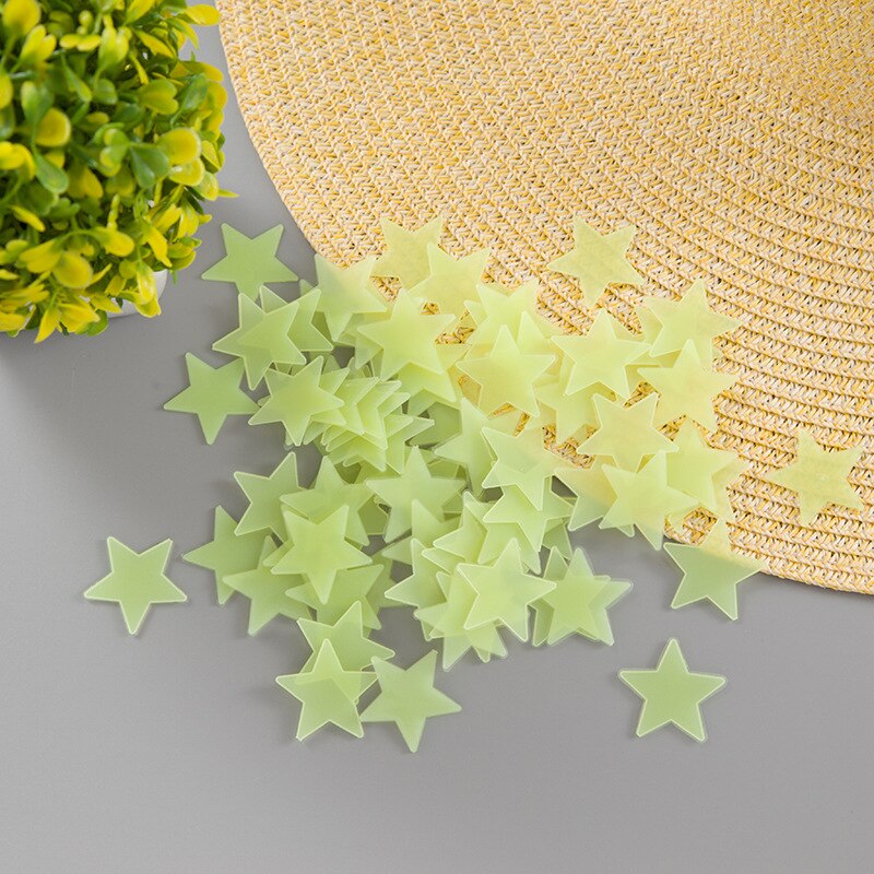 100pcs Luminous Star Stickers 3 Cm for Bedroom Sofa Kids Room Party Decoration 3D Fluorescent PVC Sticker Toy