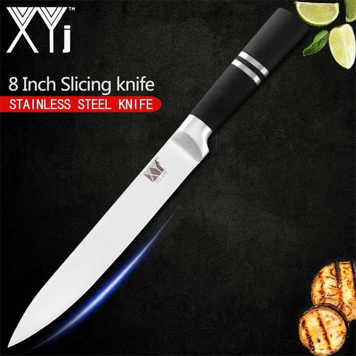 XYj Kitchen Knives Paring Utility Santoku Chef Slicing Bread Stainless Steel Knives Kitchen Tools Accessories: E.8 inch Slicing