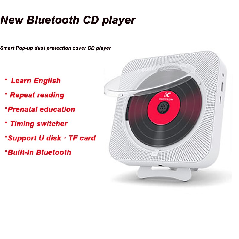 Portable CD Player Bluetooth Speaker Stereo CD Players LED Screen Wall Mountable CD Music Player With IR Remote Control FM Radio