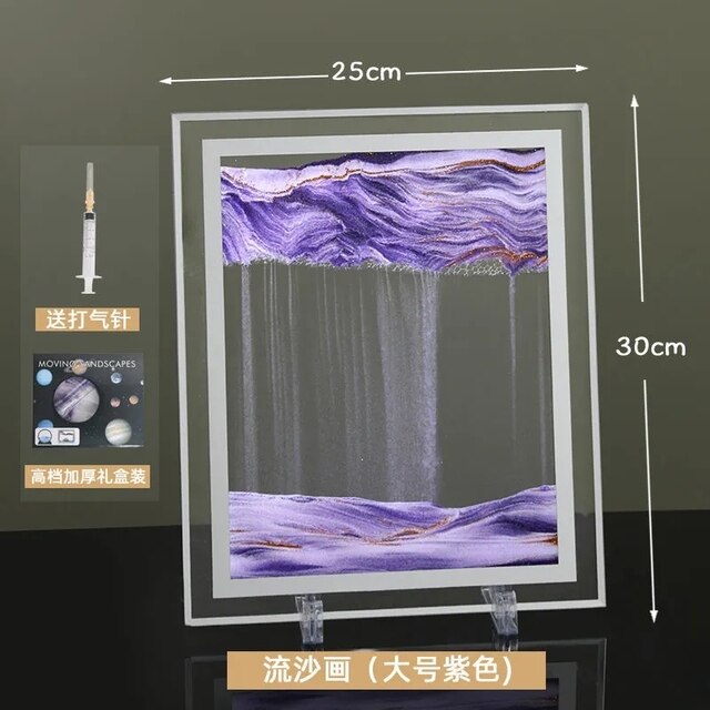 Peinture de sable mouvant en verre avancé, ornements de sablier, décorations de bureau artistiques liquides, , décoration de mariage: Purple 10 inches
