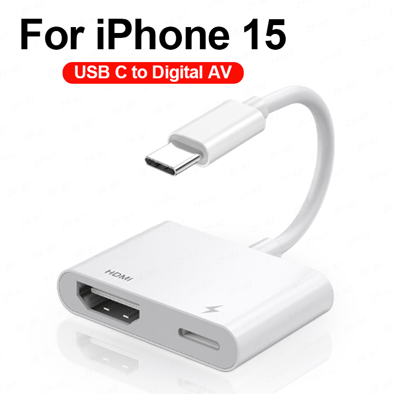 Adapter USB C na HDMI do iPhone'a 15 Pro Typ C Cyfrowy adapter AV Złącze ekranu synchronizacji 4K do iPhone'a do monitora projektora HDTV: Default Title
