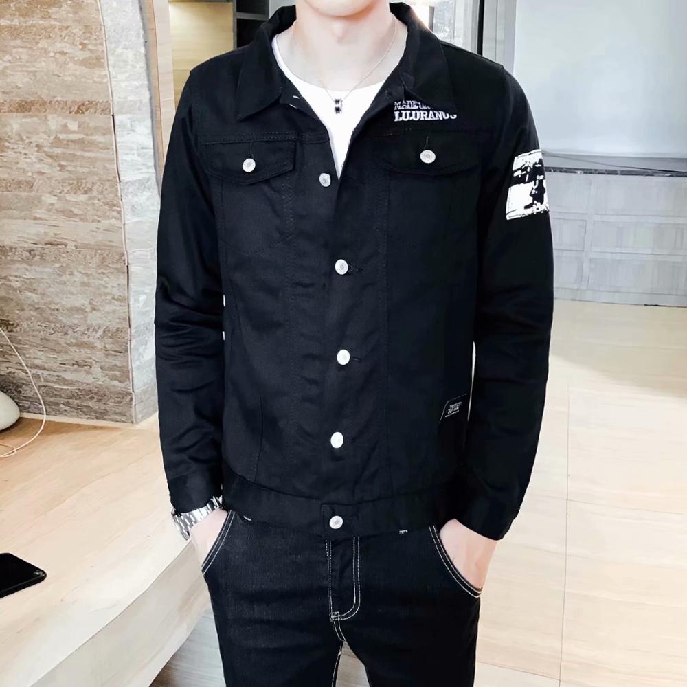 Teenagers black handsome denim jacket men's autumn Korean slim casual jacket men's clothing student clothes