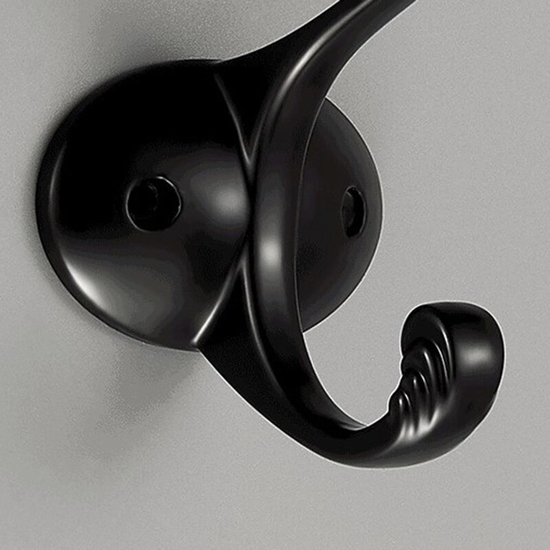 1pc Heavy Duty Coat Hooks Wall Mounted For Hat Hardware Dual Prong Retro Coat Hanger Black White Color