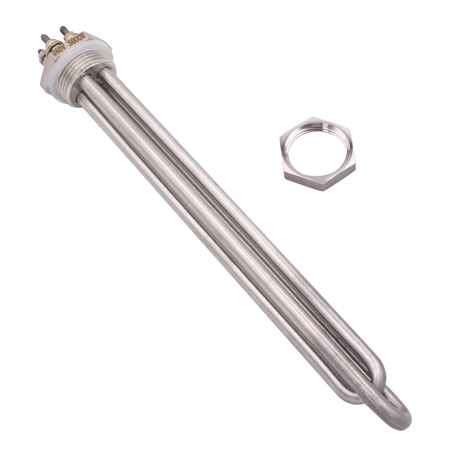 1 inch BSP Thread Electric Heating Element Immersion Heater for boiler heating SUS304 240v 2400w/3600w: 2400W / with locknut
