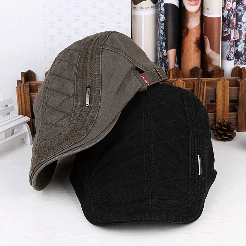 Gorro plano informal de algodón puro para hombre y mujer, boina plana, unisex, para primavera y verano