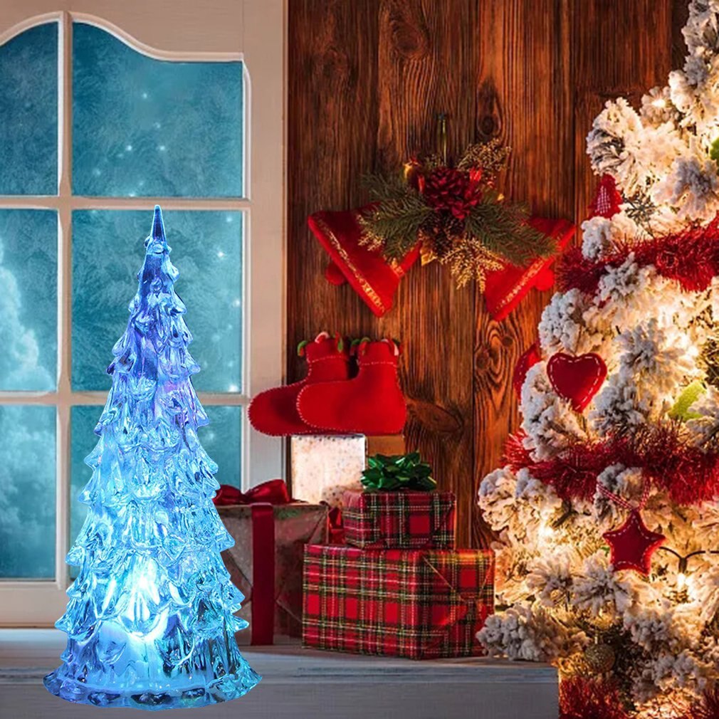 Christmas Tree Colorful Led Acrylic Night Light Home Party Children Room Desktop Luminous Christmas Tree