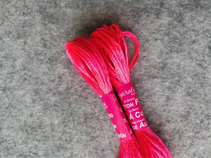 8.7Yards (8m) Silky Embroidery Floss 6 Strands 6 Bright Colors Cross Stitch Craft Needlework smoothy Thread Poly Filament Yarn: Dark Pink