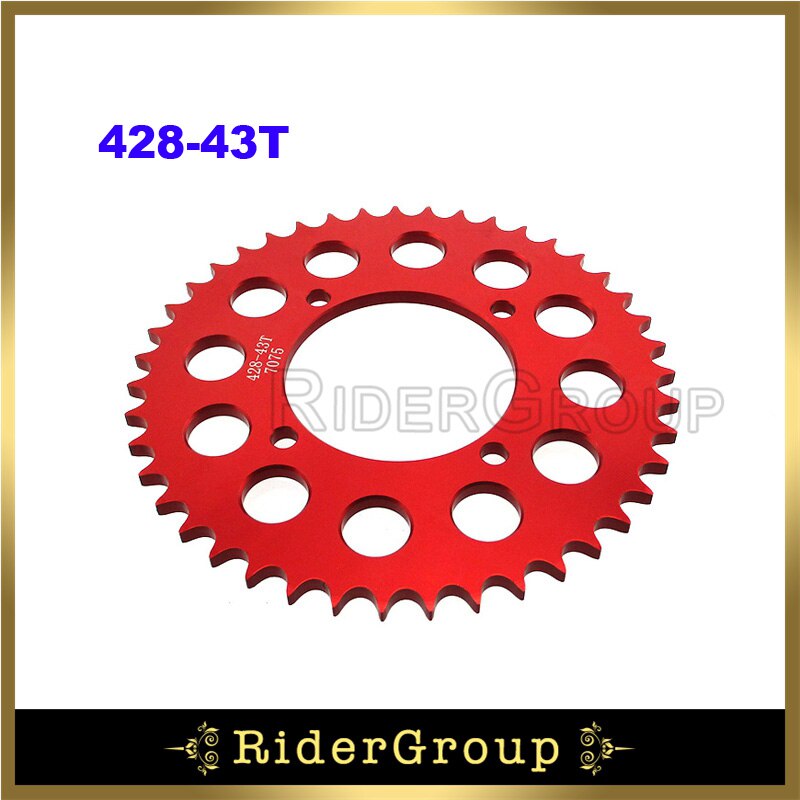 428 43 45 Teeth 76mm Aluminum Billet Rear Sprocket For Chinese Made Pit Dirt Bike Parts: 43 Teeth