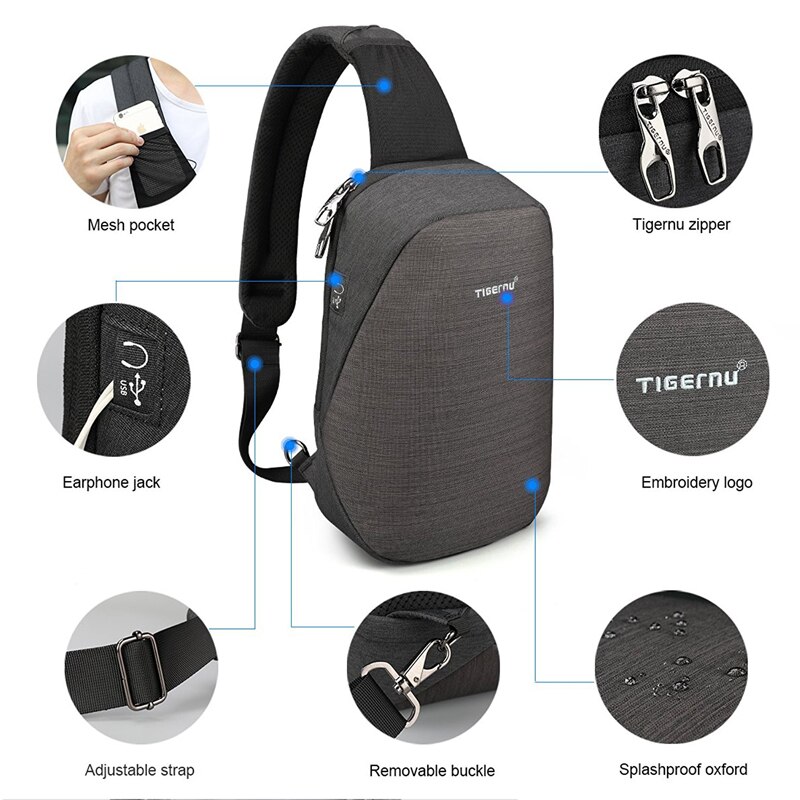 Tigernu-Bolso de hombro de para mujer, bandolera informal para chica, resistente al agua, a la de viaje, para IPad de 9,7"