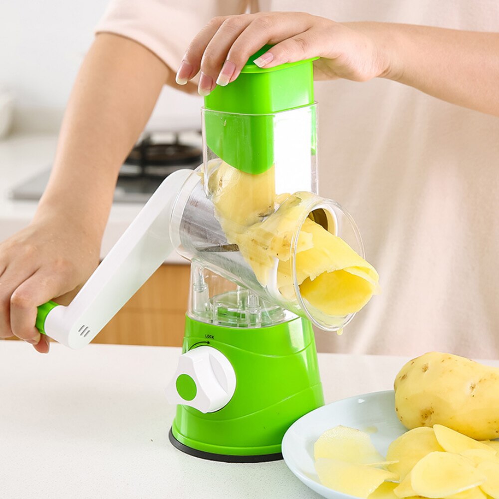 Handheld Rotary Slicers for Vegetables Cheese Grater Shredder Veggie Slicer Chopper 3 Stainless Steel Round Graters BPA Free