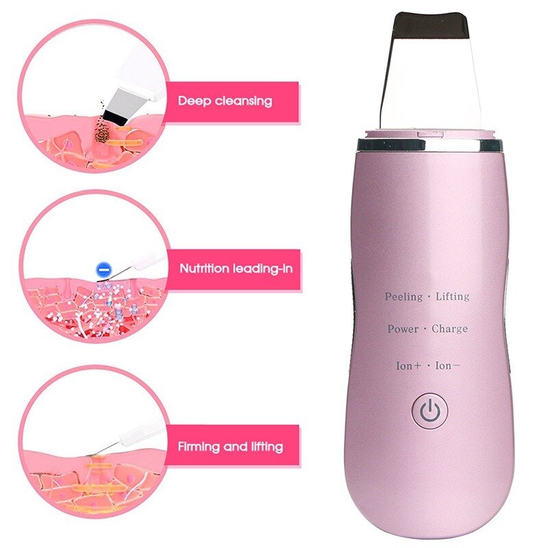 Épurateur de peau à ultrasons, machine de nettoyage du visage en profondeur, outil d'élimination des rides, des pores et des points noirs, masseur vibrant pour le visage
