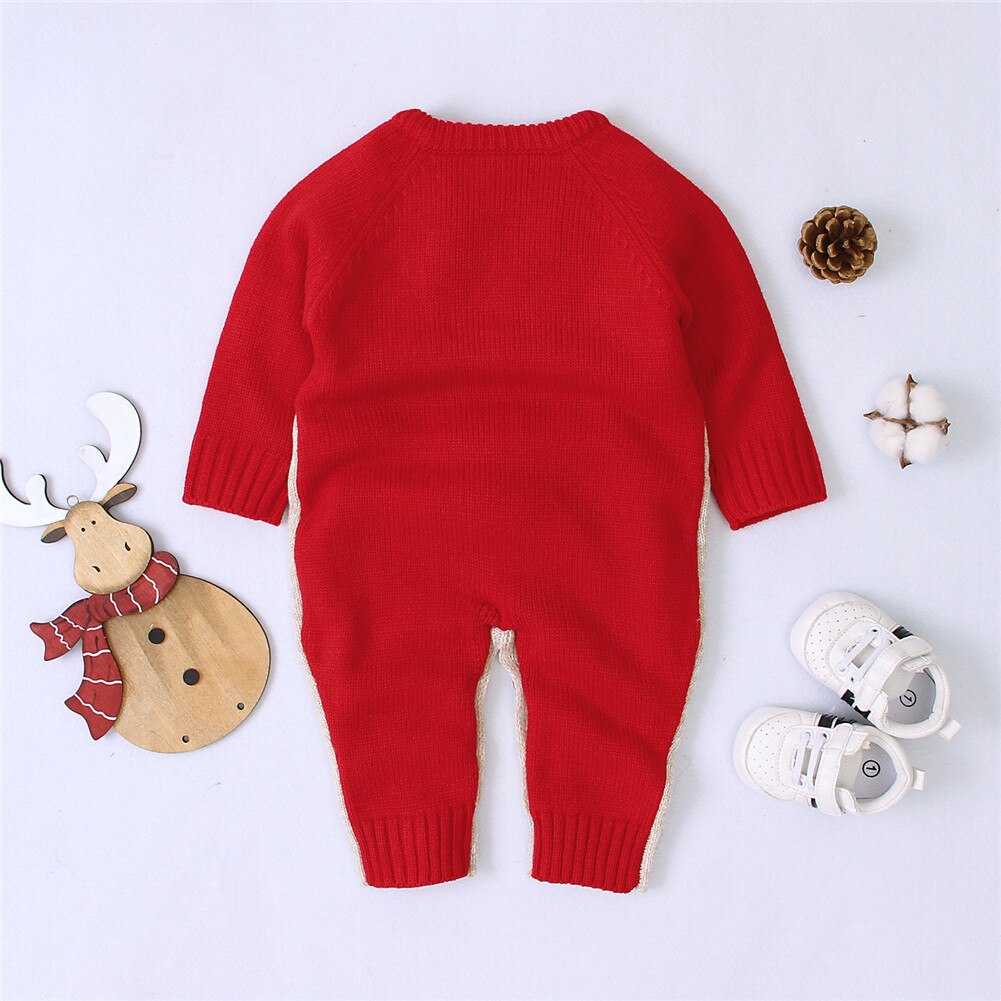 0-2y bebê menino menina natal macacão rena malha infantil macacões natal traje de ano novo inverno lã quente roupas para bebê
