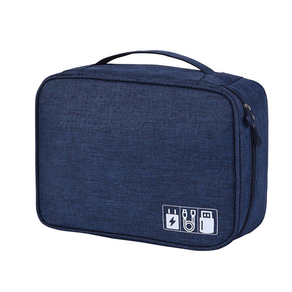 Portable Travel Digital Electronic Accessories Case Cable Charger Storage Bag Travel Bags: Navy Blue