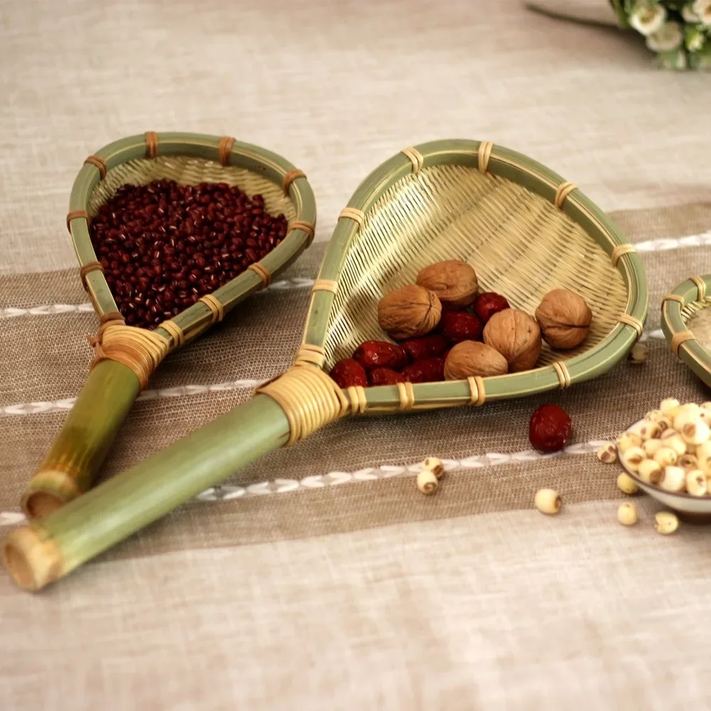 Bamboo Products Kitchen Supplies Handmade Bamboo Braided Rice Colander Soup Spoon Noodles Household Drain Spoon