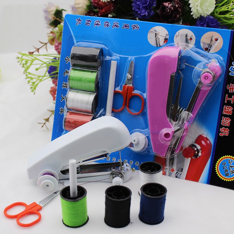 Mini Handheld Sewing Machine Kit Handy Cordless Portable Sewing Machine with Sewing Yards Scissors for Stitch Sewing UD8