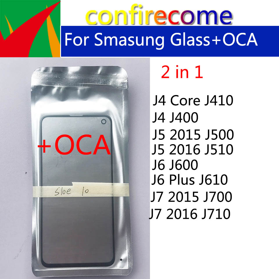 10Pcs\Lot For Samsung J5 J7 J500 J510 J700 J710 J4 J6 Plus J400 J600 Touch Screen Outer Glass with OCA Glue Laminated