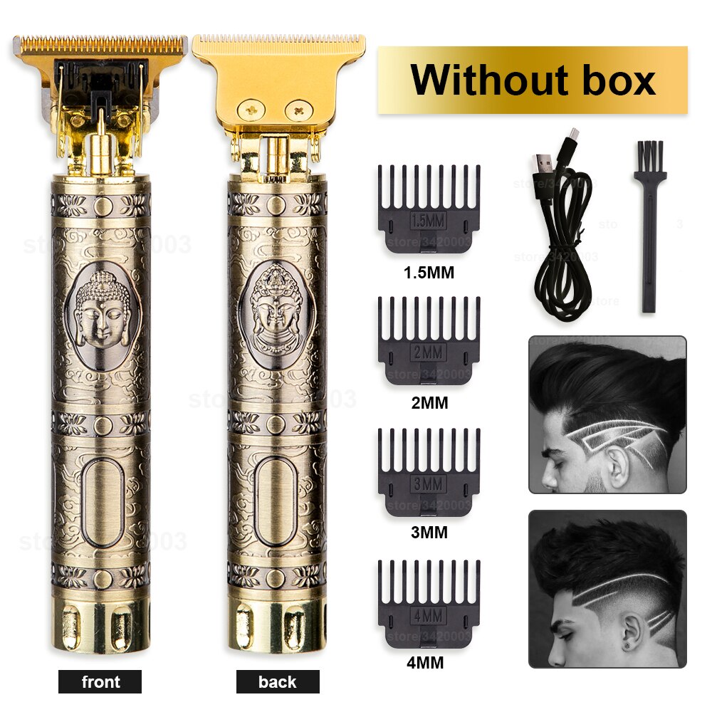 Cortadora de pelo eléctrica para hombre, afeitadora de barba de 0mm, con Máquina para cortar cabello de dragón recargable por USB: Buddha USB no box