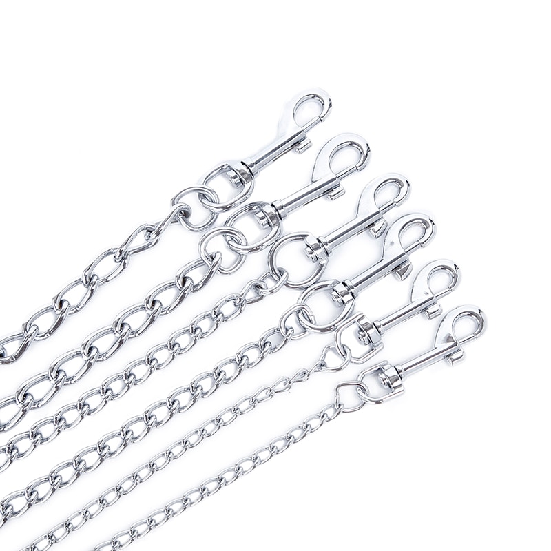 Stainless Steel Snake Chain Dog Leash Durable Metal Training Dog Leash With Red Black Handle