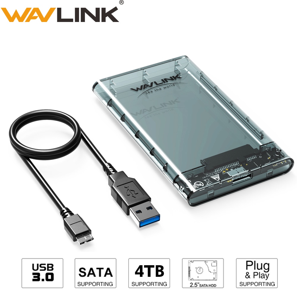 Wavlink 2.5 Inch Hdd Case Sata Naar Usb 3.0 Harde Schijf Behuizing Tool Gratis 5Gbps Uasp Protocol Externe Ssd box Voor 2.5 "Hdd Ssd