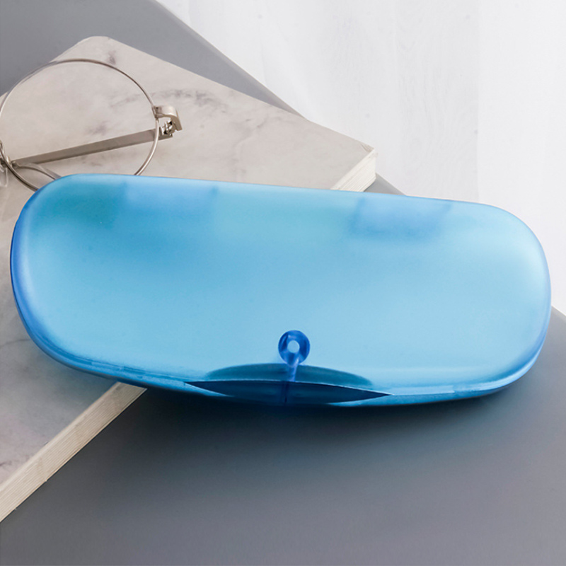 Doorzichtige zonnebrillenkoker, harde kunststof brillenkoker, draagbare opbergdoos, brillenkoker: Blauw