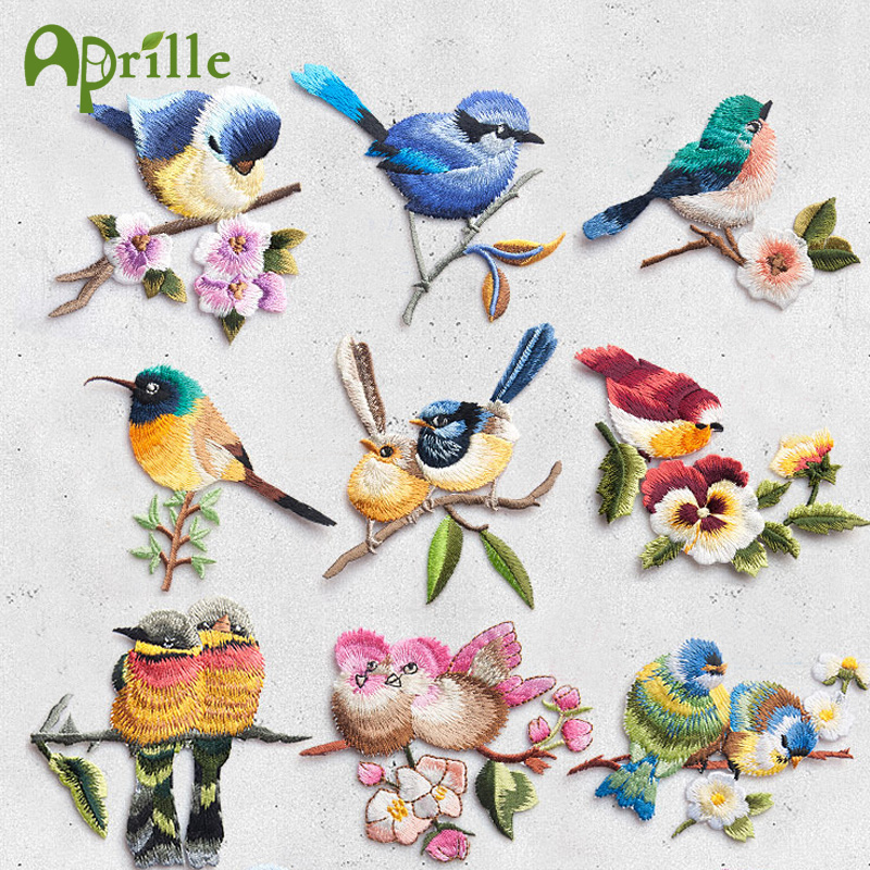 Vogel met Bloem Ijzer op Patches voor Kleding Borduren Applique DIY Hoed Jas Jurk Accessoires Kleding Sticker Strepen Badge