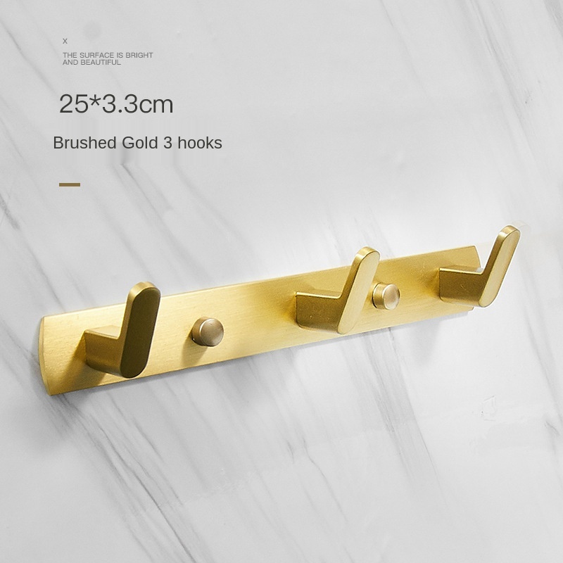 Gold Brushed Robe Hook Coat Hook Towel Hanger Wall Hooks Bathroom Hardware Hook Door Hooks: 3 hooks