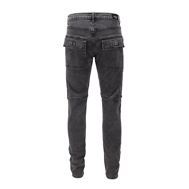 Harajuku hoch Straße Schwarz Grau strecken Jeans Männlichen retro Gewaschen Multi-tasche Denim Hosen Hüfte hüpfen Zerrissene Jeans Hosen Overall