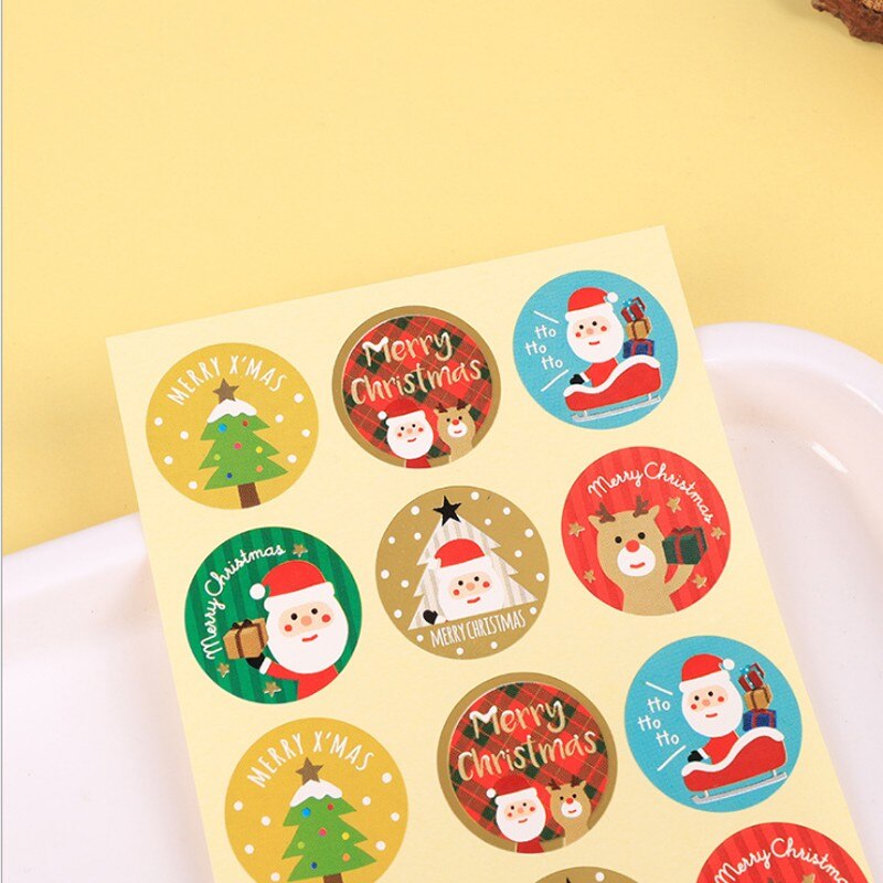 120pcs/pack Round cute kawaii Christmas sticker Santa Claus color multi-style sticker supply for chrismas