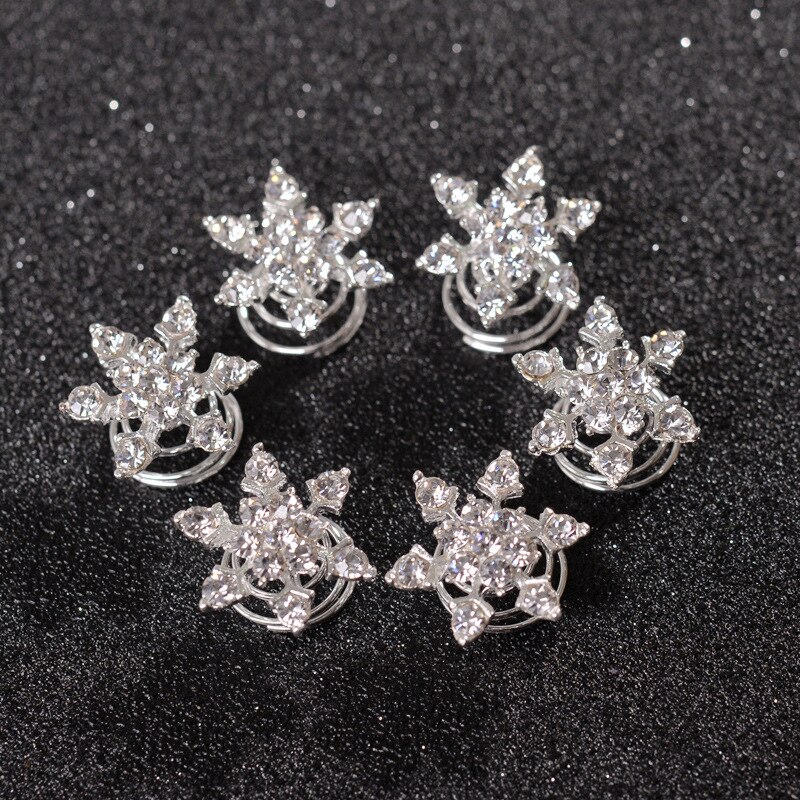 12pçs grampo de cabelo de flor de cristal, pinos de cabelo torção espiral de turbinha e flocos de nece, acessórios de grampo de cabelo para casamento, tiara, jóias de chapéu