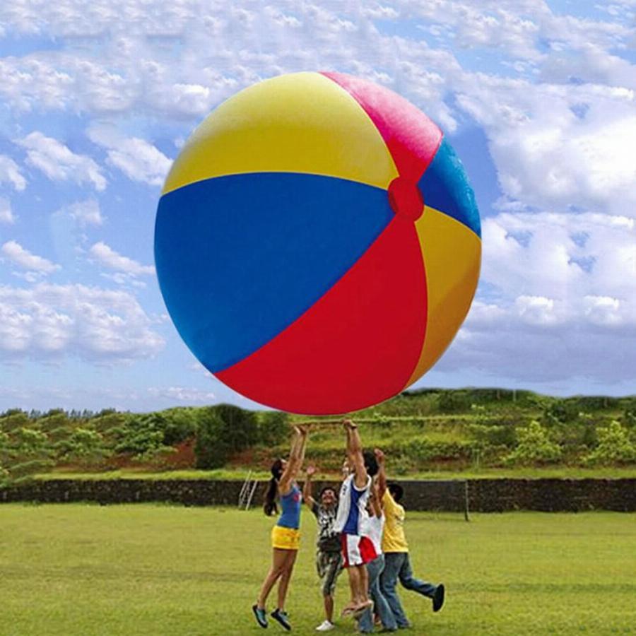 80 cm/100 cm/150 cm Giant Opblaasbare Strand Bal Grote Drie-kleur Verdikte Pvc Water Volleybal voetbal Outdoor Party Kids Speelgoed