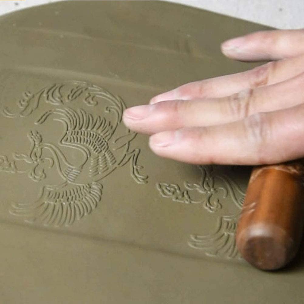 Pottery Tools,Wooden Handle Rollers Clay Modeling Pattern Rollers Kit Pottery Tools Set with Assorted Patterns 10Pcs