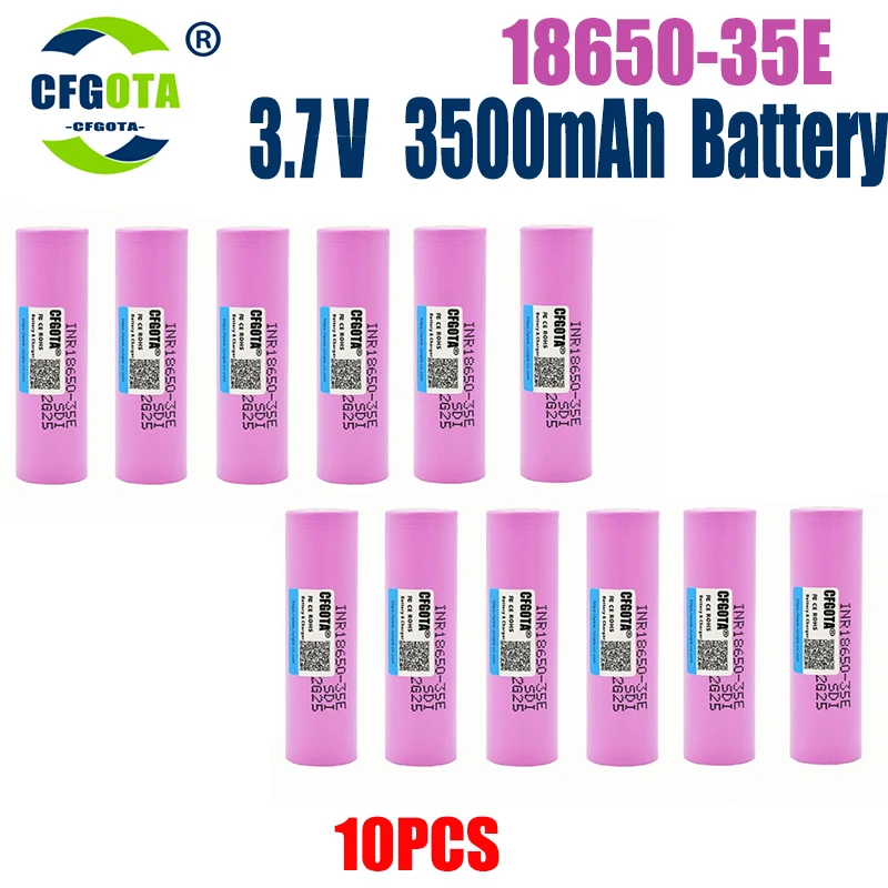 Batería 18650 35E 3,7 V 3500mAh descarga 18650 batería de iones de litio 3,7 v INR18650-35E batería recargable para linterna: Gris