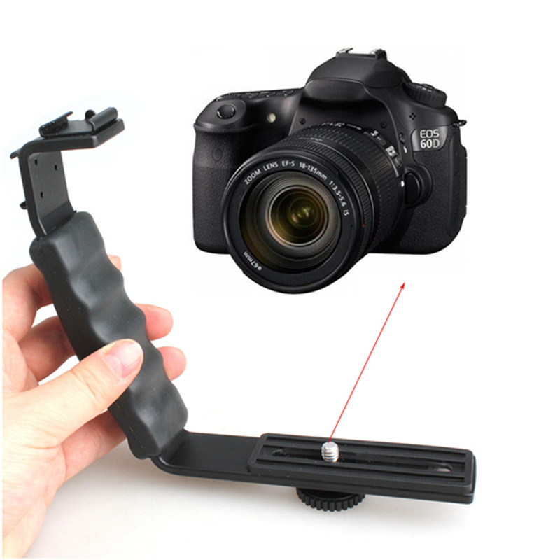 Support de Microphone universel L support caméra poignée avec 2 supports de chaussures chaudes pour Zhiyun lisse Q/3/Dji Osmo/Rode Videomicro