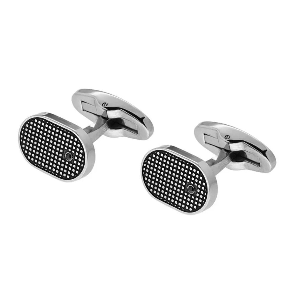 Runda Men's Business Cufflinks Black Cz Stone Handmade Jewelry Men's