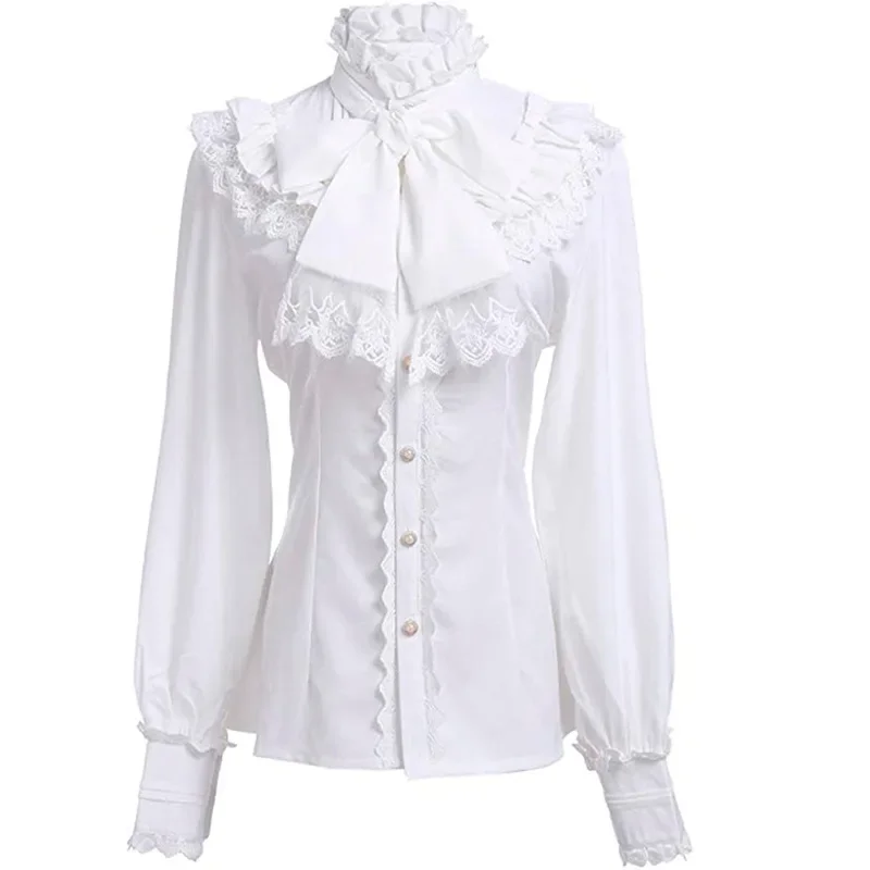 Costume da pirata smock Camicia vittoriana Camicetta gotica Camicetta rinascimentale da donna bianca Camicetta contadina medievale a maniche lunghe: S / Avorio