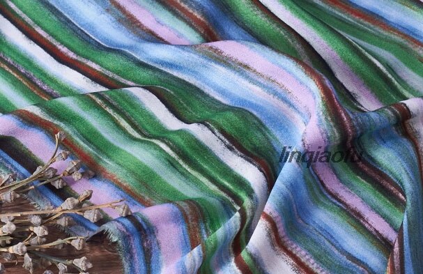 Printed fabric spring and summer silk linen vintag... – Vicedeal